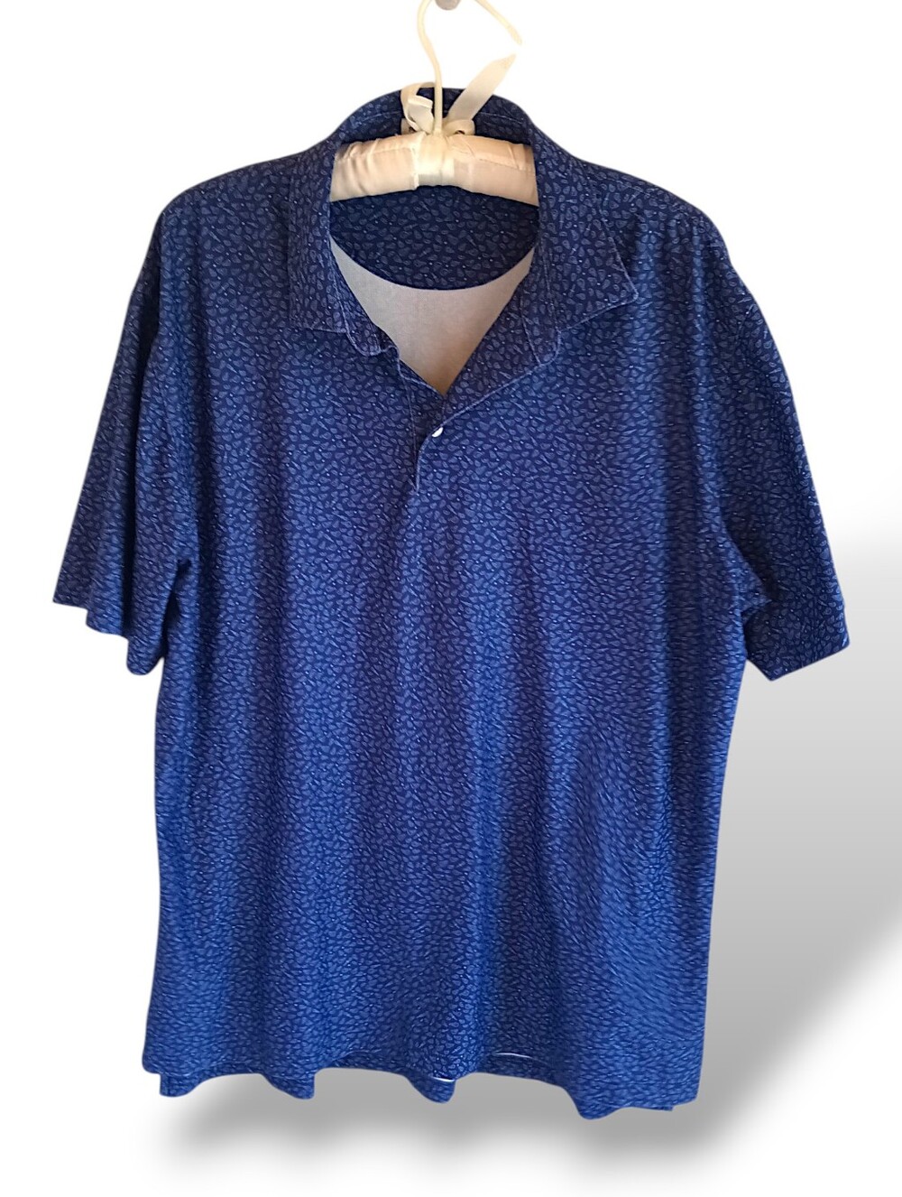 Peter Millar Clams On A Half Shell Navy Patterned Short-Sleeve Polo Golf Shirt